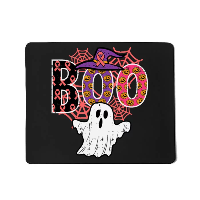 Pink Boo Spider Web Ghost Halloween Costume Mousepad