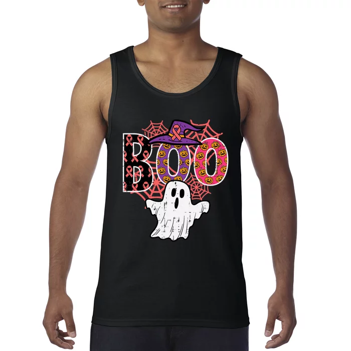 Pink Boo Spider Web Ghost Halloween Costume Tank Top