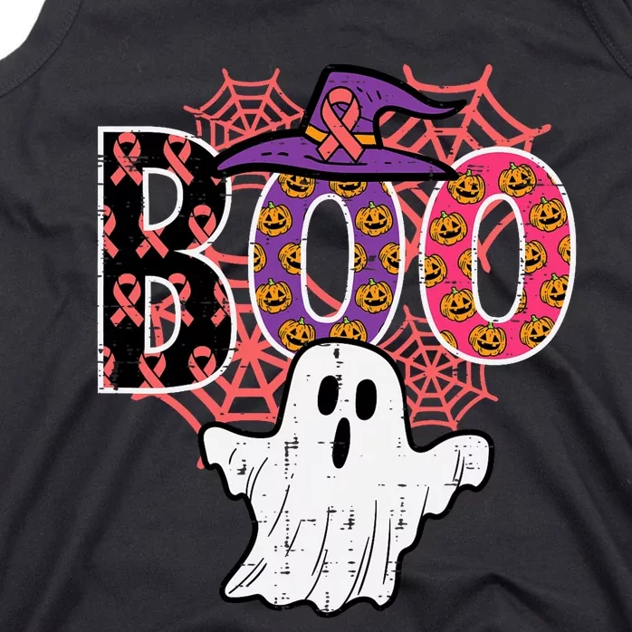 Pink Boo Spider Web Ghost Halloween Costume Tank Top