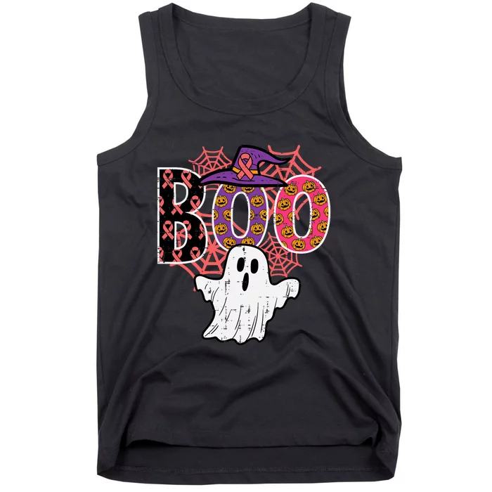 Pink Boo Spider Web Ghost Halloween Costume Tank Top