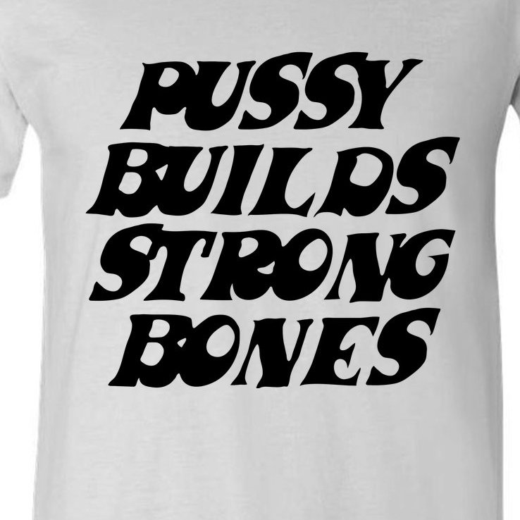 Pussy Builds Strong Bones V-Neck T-Shirt