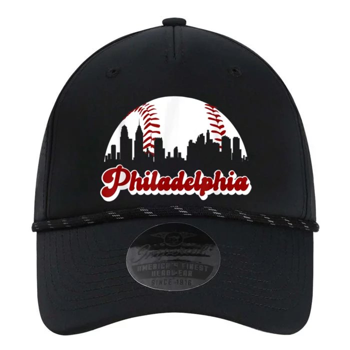 Philadelphia Baseball Skyline Philly City Retro Vintage Tee Performance The Dyno Cap