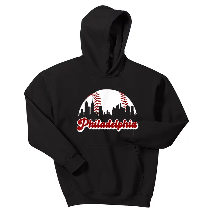 Philadelphia Baseball Skyline Philly City Retro Vintage Tee Kids Hoodie