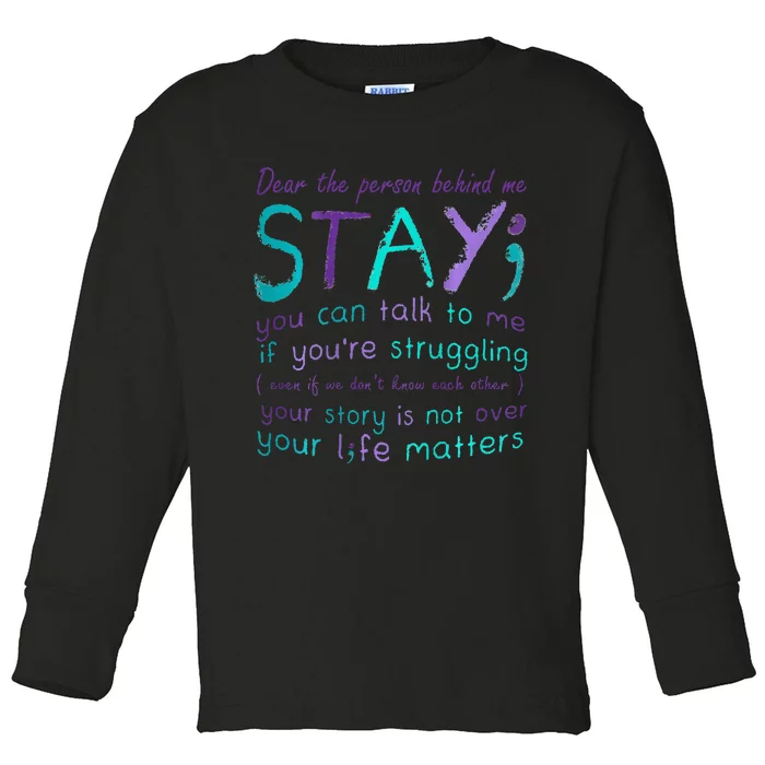 Person Behind Suicide Prevention Depression Awareness Toddler Long Sleeve Shirt