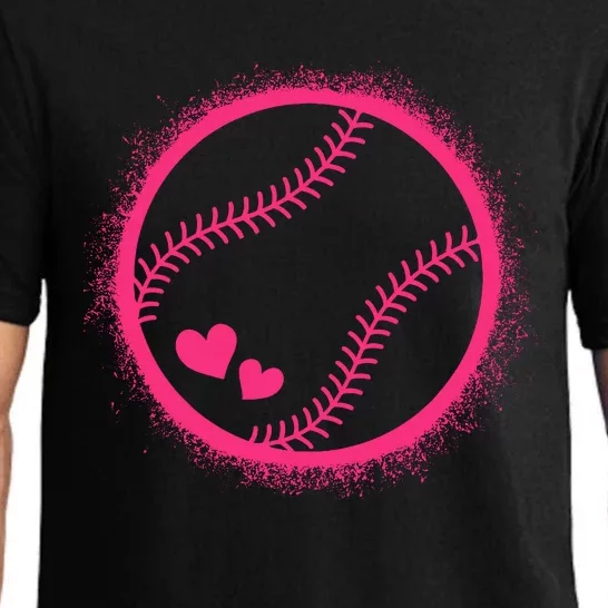 Pink Baseball Softball Lover Wo Girl Pajama Set