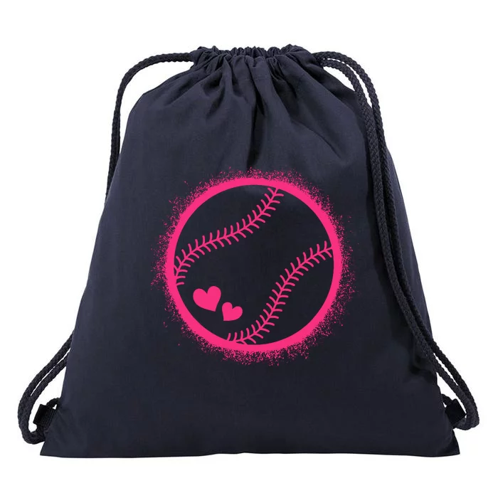 Pink Baseball Softball Lover Wo Girl Drawstring Bag