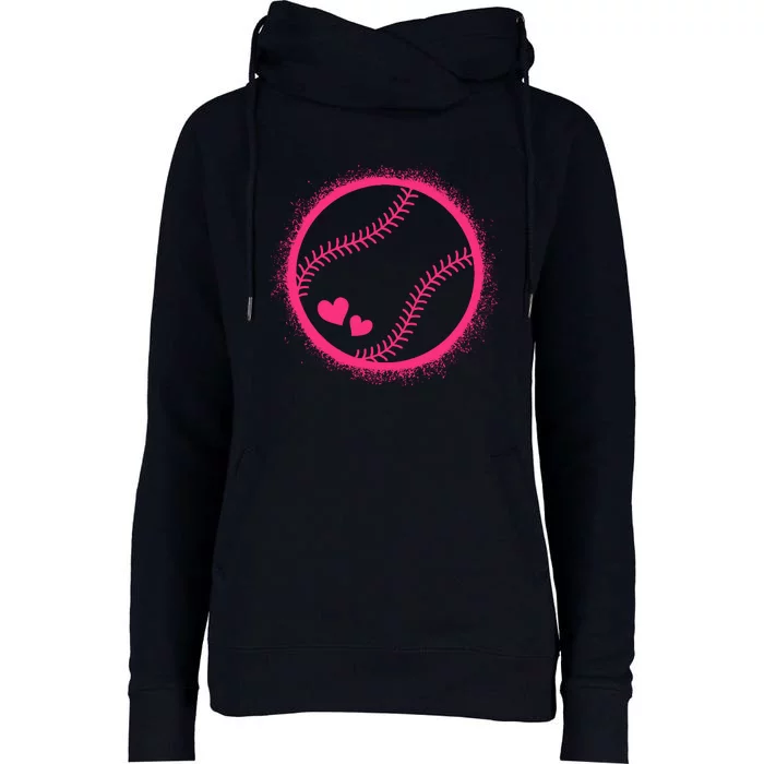 Pink Baseball Softball Lover Wo Girl Womens Funnel Neck Pullover Hood