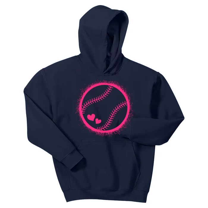 Pink Baseball Softball Lover Wo Girl Kids Hoodie