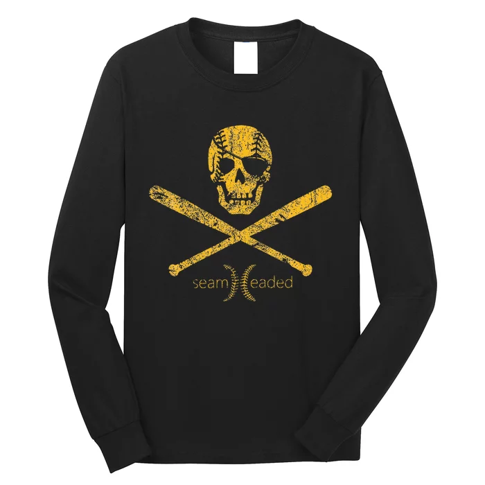 Pirate Baseball Skull And Bats Jolly Roger Long Sleeve Shirt