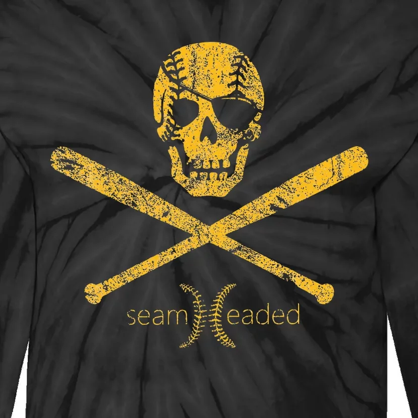 Pirate Baseball Skull And Bats Jolly Roger Tie-Dye Long Sleeve Shirt