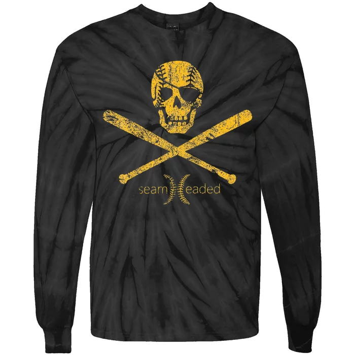 Pirate Baseball Skull And Bats Jolly Roger Tie-Dye Long Sleeve Shirt