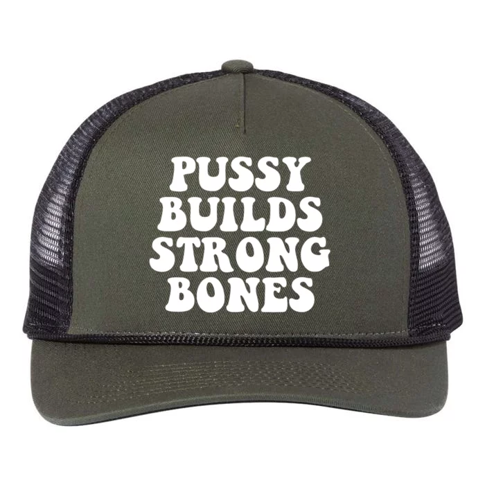 Pussy Builds Strong Bones Retro Rope Trucker Hat Cap