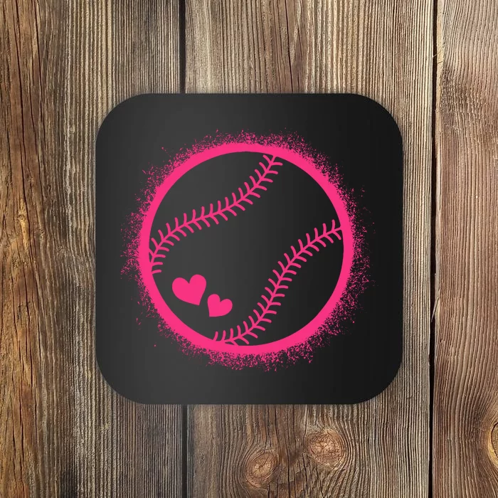 Pink Baseball Softball Lover Wo Girl Coaster