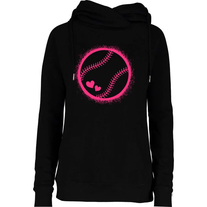 Pink Baseball Softball Lover Wo Girl Womens Funnel Neck Pullover Hood