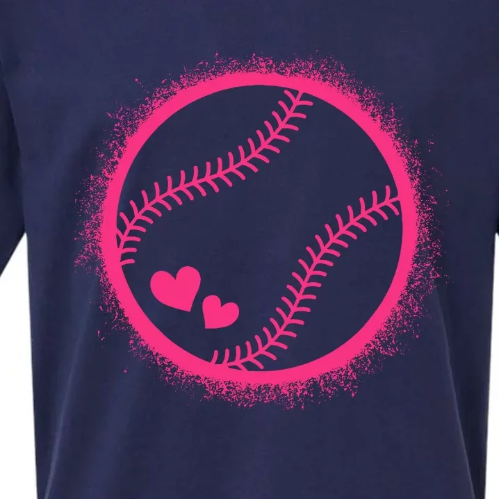 Pink Baseball Softball Lover Wo Girl Sueded Cloud Jersey T-Shirt