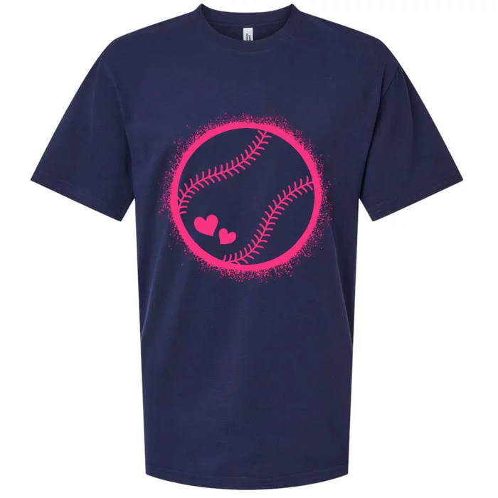 Pink Baseball Softball Lover Wo Girl Sueded Cloud Jersey T-Shirt