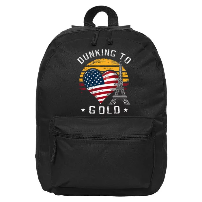 Patriotic Basketball Support Paris France Us Flag 16 in Basic Backpack