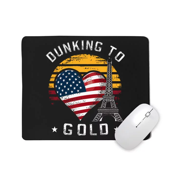 Patriotic Basketball Support Paris France Us Flag Mousepad