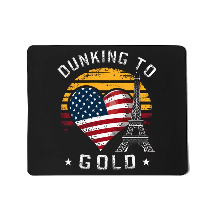 Patriotic Basketball Support Paris France Us Flag Mousepad