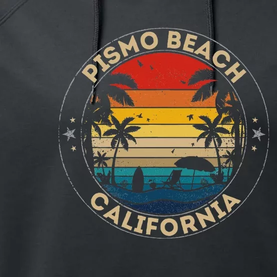 Pismo Beach Souvenir California Reminder Performance Fleece Hoodie