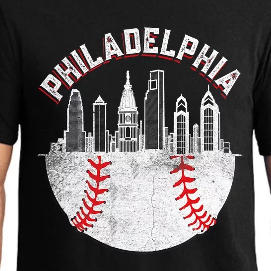 Philadelphia Baseball Skyline Retro Philly Cityscap Pajama Set