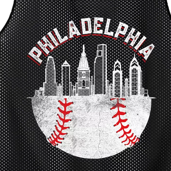 Philadelphia Baseball Skyline Retro Philly Cityscap Mesh Reversible Basketball Jersey Tank