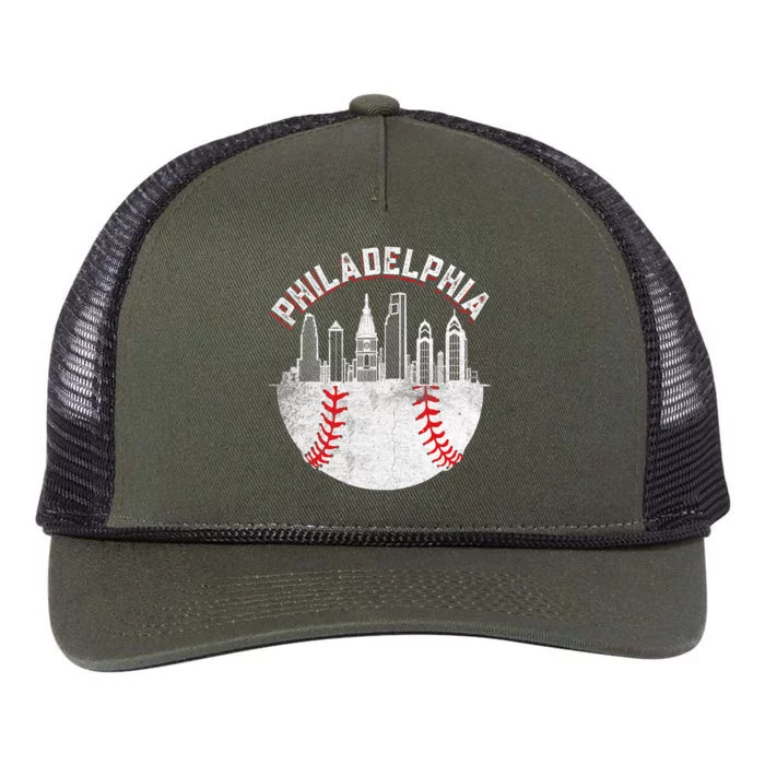 Philadelphia Baseball Skyline Retro Philly Cityscap Retro Rope Trucker Hat Cap