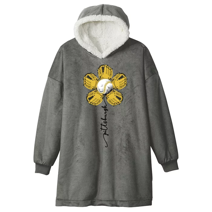 Pittsburgh Baseball Sunflower Sport Lover Hooded Wearable Blanket