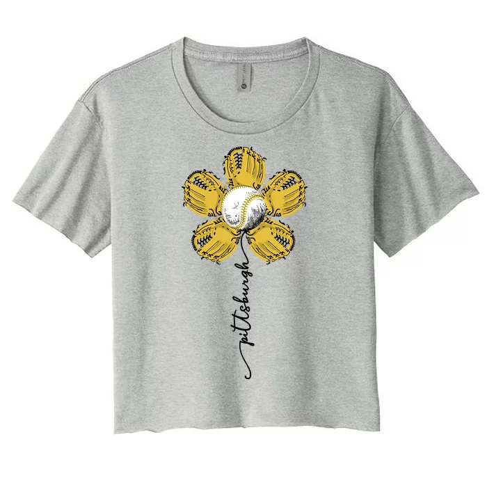 Pittsburgh Baseball Sunflower Sport Lover Women's Crop Top Tee