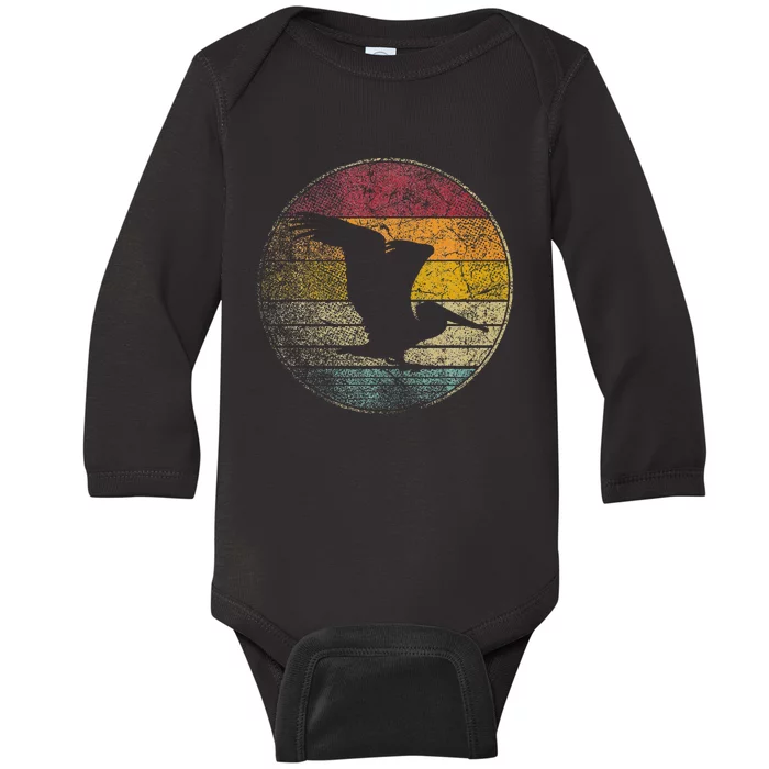 Pelican Bird Sun Retro Vintage 80s Gift Beach Tropical Baby Long Sleeve Bodysuit