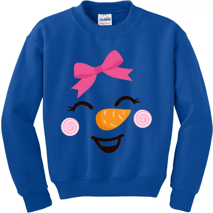 Pink Bow Snow Cute Snow Face Christmas Meaningful Gift Kids Sweatshirt