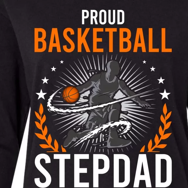 Proud Basketball Stepdad Stepdad Gift Womens Cotton Relaxed Long Sleeve T-Shirt