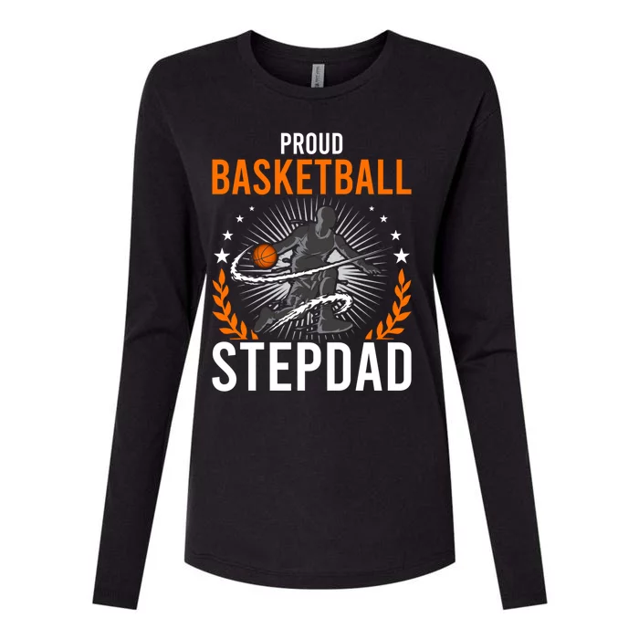 Proud Basketball Stepdad Stepdad Gift Womens Cotton Relaxed Long Sleeve T-Shirt