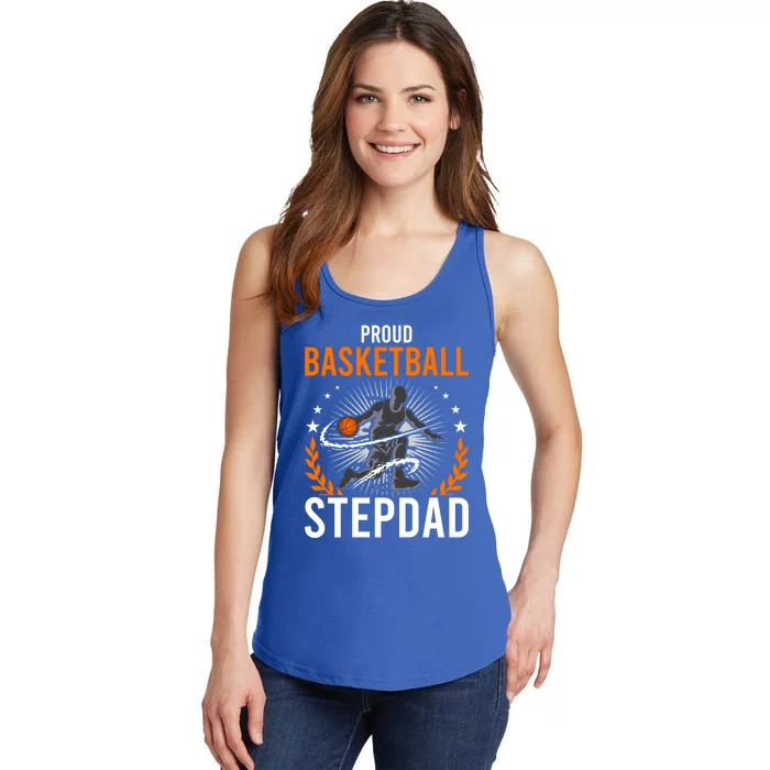 Proud Basketball Stepdad Stepdad Gift Ladies Essential Tank