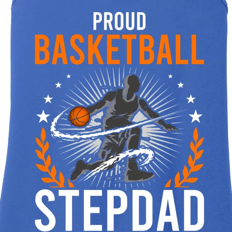 Proud Basketball Stepdad Stepdad Gift Ladies Essential Tank