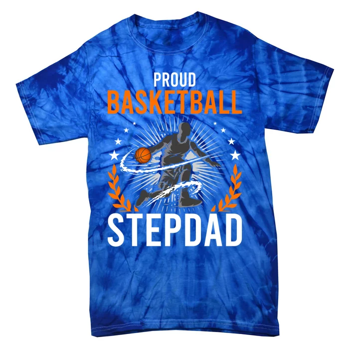 Proud Basketball Stepdad Stepdad Gift Tie-Dye T-Shirt