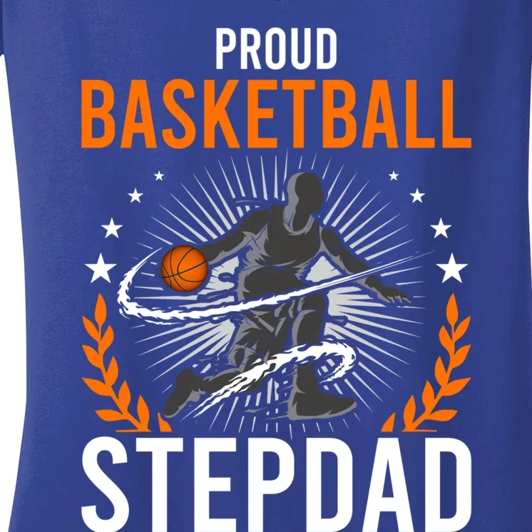 Proud Basketball Stepdad Stepdad Gift Women's V-Neck T-Shirt