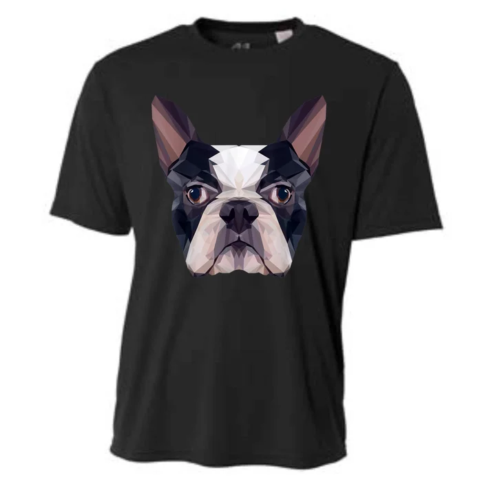 Polygonal Boston Terrier Dog Face Boston Terrier Mom And Dad Cooling Performance Crew T-Shirt