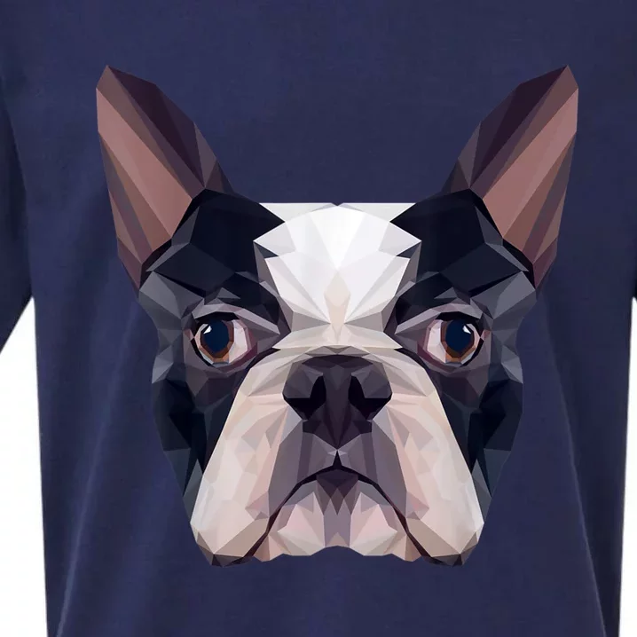 Polygonal Boston Terrier Dog Face Boston Terrier Mom And Dad Sueded Cloud Jersey T-Shirt