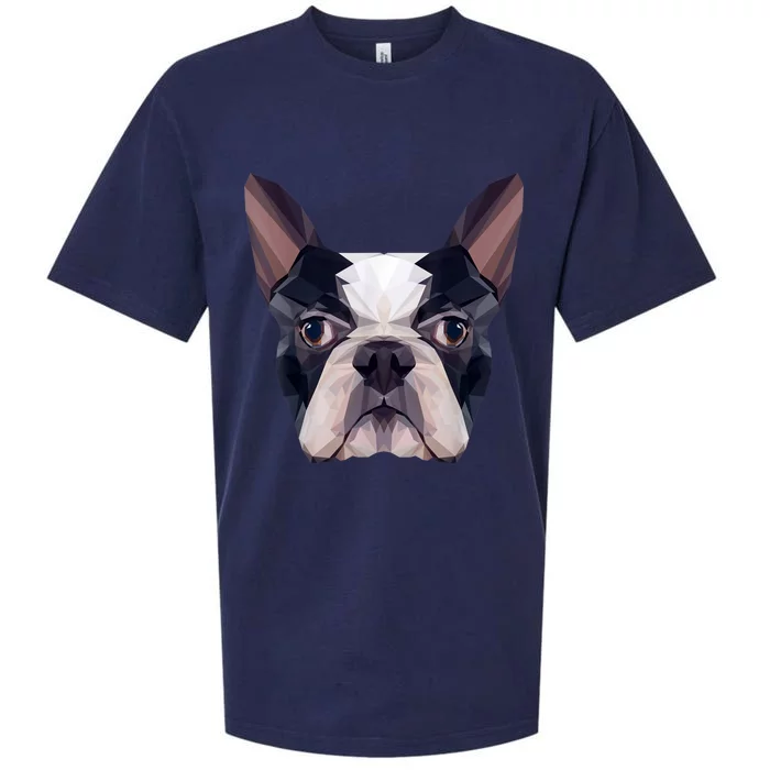 Polygonal Boston Terrier Dog Face Boston Terrier Mom And Dad Sueded Cloud Jersey T-Shirt