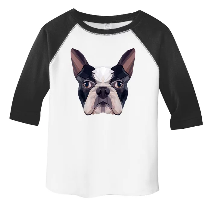 Polygonal Boston Terrier Dog Face Boston Terrier Mom And Dad Toddler Fine Jersey T-Shirt