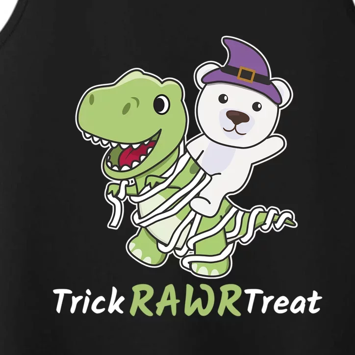 Polar Bear Trick Rawr Treat Mummy TRex Polar Bear Halloween Cool Gift Performance Tank