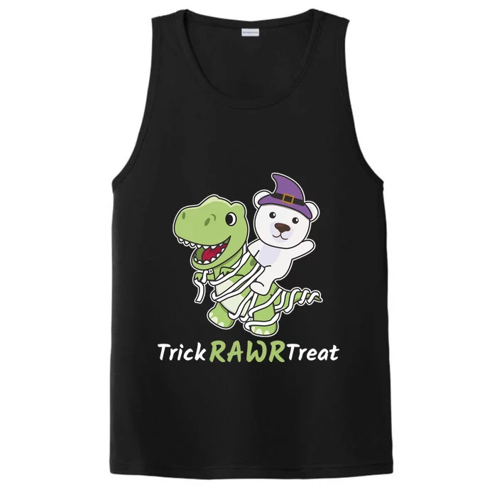 Polar Bear Trick Rawr Treat Mummy TRex Polar Bear Halloween Cool Gift Performance Tank