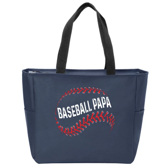 Papa Baseball Tee Grandson Funny Idea For Grandpa Zip Tote Bag