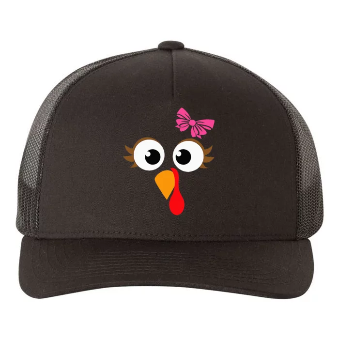 Pink Bow Thanksgiving Turkey Face Yupoong Adult 5-Panel Trucker Hat