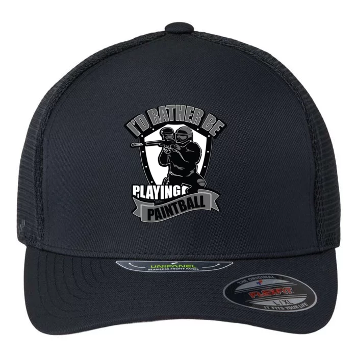 Paint Balling Tee I'd Rather Be Playing Paintball Flexfit Unipanel Trucker Cap