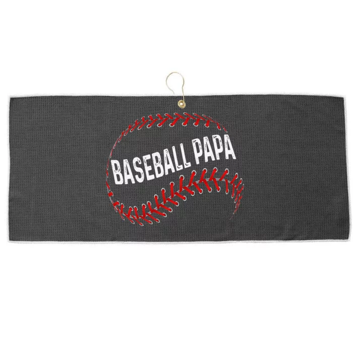 Papa Baseball Tee Grandson Funny Idea For Grandpa Large Microfiber Waffle Golf Towel