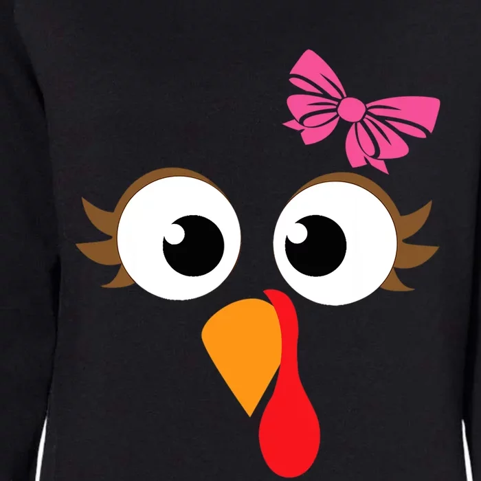 Pink Bow Thanksgiving Turkey Face Gift Womens California Wash Sweatshirt