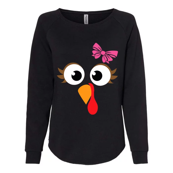 Pink Bow Thanksgiving Turkey Face Gift Womens California Wash Sweatshirt