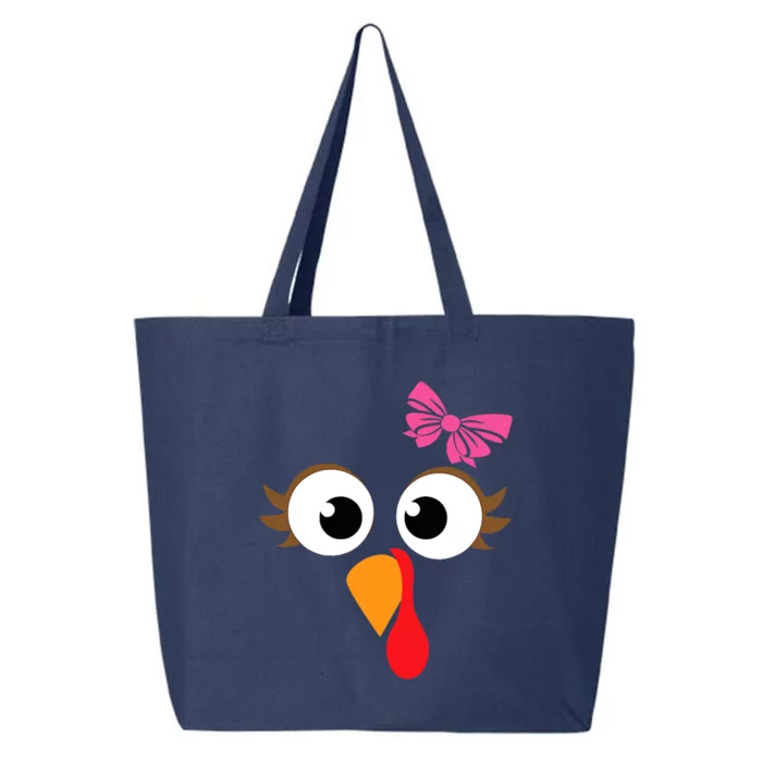 Pink Bow Thanksgiving Turkey Face Gift 25L Jumbo Tote